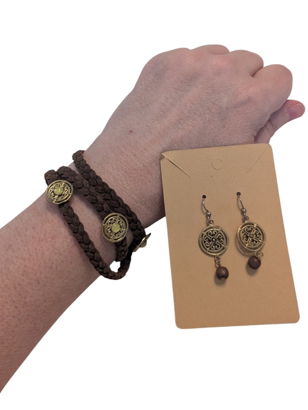 Willow House-Sara Blaine Captiva Day Brown Bracelet & Maya Wood Drop Earrings